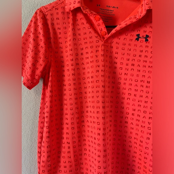 Under Armour The Playoff Polo Loose Fit Neon Orange Youth L - Picture 3 of 6